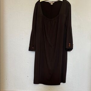 Elegant Brown Dress with Button Details